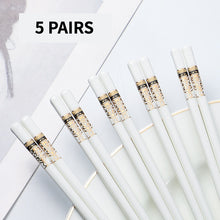 Load image into Gallery viewer, Gold Yellow and White Ceramic Chinese Luxury Bone China Porcelain Chopsticks (5 Pairs)