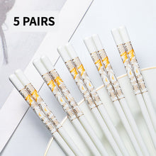 Load image into Gallery viewer, Gold Yellow and White Ceramic Chinese Luxury Bone China Porcelain Chopsticks (5 Pairs)