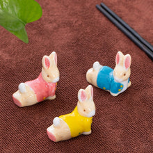 Load image into Gallery viewer, Cute Animal Rabbit Ceramic Crafts Chopstick Rest Chopstick Holder Small Ornaments Holder Dining Table Tableware Home Decor | 1 PC