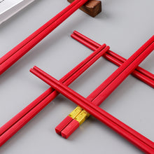 Load image into Gallery viewer, Red & Gold Chinese Chopsticks for Wedding Household Tableware Reusable Holiday Festival Gift | 2 Pairs