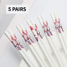 Load image into Gallery viewer, Pink Red and White Bone China Luxury Ceramic Chinese Chopsticks (5 Pairs)