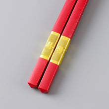Load image into Gallery viewer, Red & Gold Chinese Chopsticks for Wedding Household Tableware Reusable Holiday Festival Gift | 2 Pairs