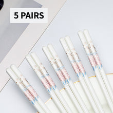 Load image into Gallery viewer, Pink Red and White Bone China Luxury Ceramic Chinese Chopsticks (5 Pairs)