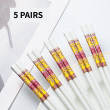 Load image into Gallery viewer, Pink Red and White Bone China Luxury Ceramic Chinese Chopsticks (5 Pairs)