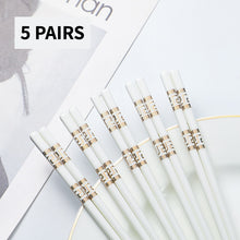 Load image into Gallery viewer, Gold Yellow and White Ceramic Chinese Luxury Bone China Porcelain Chopsticks (5 Pairs)