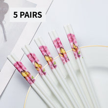 Load image into Gallery viewer, Pink Red and White Bone China Luxury Ceramic Chinese Chopsticks (5 Pairs)