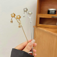 Load image into Gallery viewer, Gold Silver Lotus with Pearl Vintage Chinese Style Hairpins Hair Chopsticks Women's Metal Accessory  1 PC