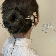 Load image into Gallery viewer, Gold Silver Lotus with Pearl Vintage Chinese Style Hairpins Hair Chopsticks Women's Metal Accessory  1 PC