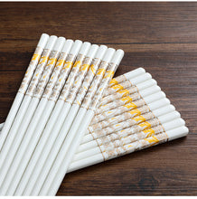 Load image into Gallery viewer, Gold Yellow and White Ceramic Chinese Luxury Bone China Porcelain Chopsticks (5 Pairs)