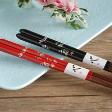 Load image into Gallery viewer, Japanese Style Dragonfly Wooden Chopsticks | Black (1 Pair)