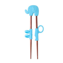 Load image into Gallery viewer, Kids Training Stainless Steel Chopsticks | Blue Elephant in Rose Gold (1 Pair)