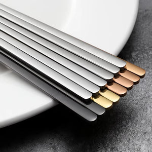 Contemporary Korean Stainless Steel Chopstick Set (5 pairs)