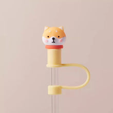 Load image into Gallery viewer, Cute Shiba Inu Dog Straw Toppers | Animal Stanley Tumbler Covers - 1 Pc