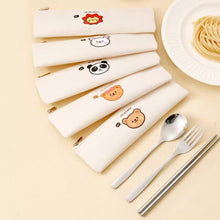 Load image into Gallery viewer, Animal Stainless Steel Travel Utensil Set with Case | Cute Spoon Fork Chopsticks Sets