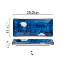 Load image into Gallery viewer, Modern Blue Sushi Plates | Rectangular Japanese Ceramic Sushi Serving Plates - 1 Pc