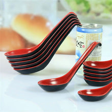 Load image into Gallery viewer, Traditional Black and Red Chinese Asian Soup Spoons for Miso Soup | 5 Pcs