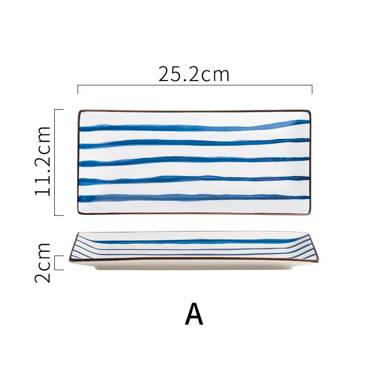 Modern Blue Sushi Plates | Rectangular Japanese Ceramic Sushi Serving Plates - 1 Pc