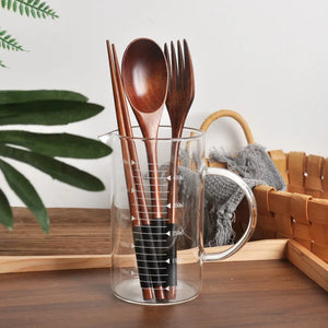 Handmade Japanese Natural Wood Chopsticks Spoon Fork Tableware - 1 Set