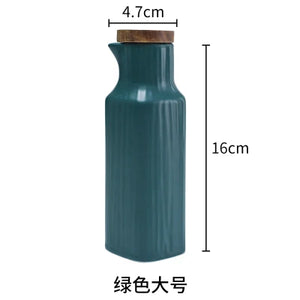 Blue Soy Sauce Bottle with Lid | Ceramic Vinegar Dispenser - 1 Pc