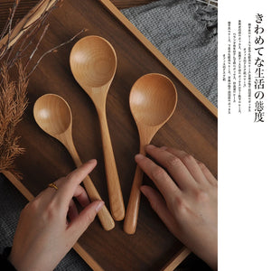 Japanese Beech Wood Asian Soup Spoon for Rice Noodles - 1 Pc