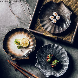 Unique Shell Japanese Dinner Plates | Ceramic Sushi Platters - 1 Pc