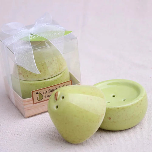 Pear Ceramic Salt & Pepper Shakers | The Perfect Pair Wedding Favor - 1 Set