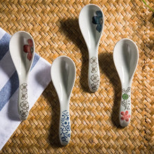 Load image into Gallery viewer, Flower White Asian Soup Spoon | Japanese Rice Noodle Ceramic Tableware - 1 Pc