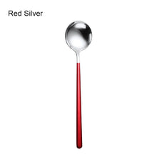 Load image into Gallery viewer, Gold &amp; Silver Korean Asian Soup Spoon | Long Handle Metal Tableware - 1 Pc