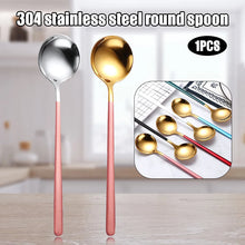 Load image into Gallery viewer, Gold &amp; Silver Korean Asian Soup Spoon | Long Handle Metal Tableware - 1 Pc