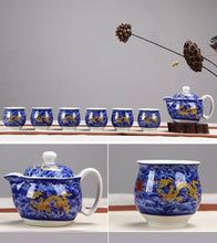 Load image into Gallery viewer, Luxury Dragon Chinese Tea Set | GongFu Ceramic Porcelain Ceremony - 7 Pc