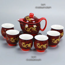 Load image into Gallery viewer, Luxury Dragon Chinese Tea Set | GongFu Ceramic Porcelain Ceremony - 7 Pc