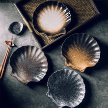 Load image into Gallery viewer, Unique Shell Japanese Dinner Plates | Ceramic Sushi Platters - 1 Pc