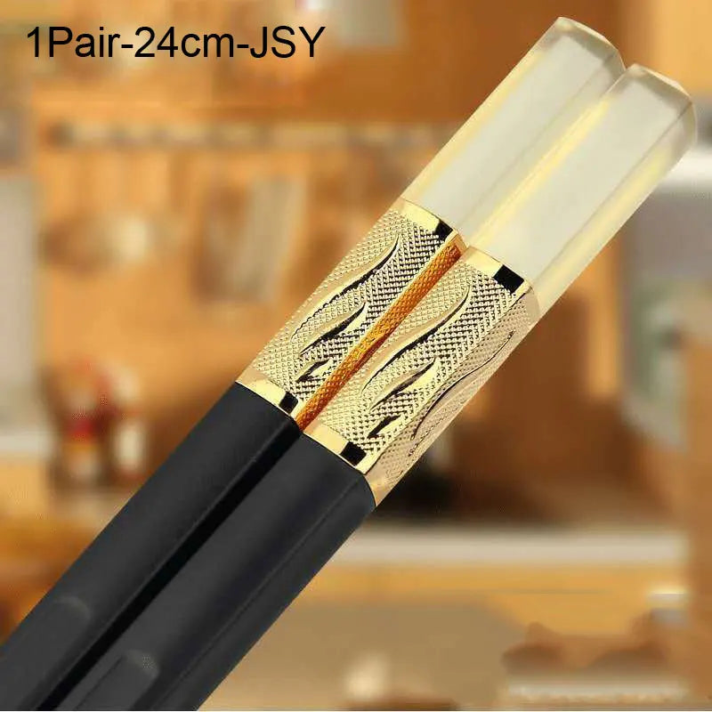 Black & Gold Chopsticks | Luxury Melamine Reusable Tableware - 1 Pair