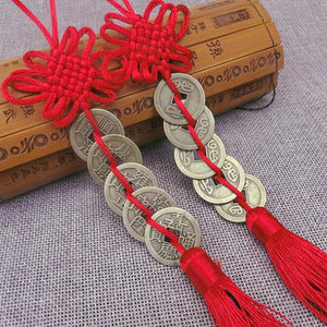 Red Chinese Feng Shui Copper Coins | 2025 Pendant Lunar New Year Gifts - 1 Pc