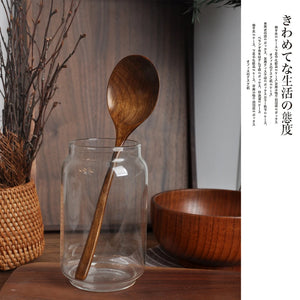 Natural Long Handle Wooden Spoon |  Japanese Rice Noodle Asian Soup Spoons - 1 Pc