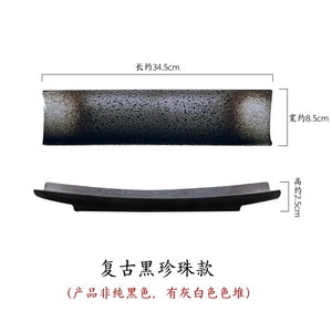 Long Ceramic Sushi Plates | Japanese Rectangular Platters - 1 Pc