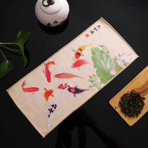 Chinese Flowers Tea Towel | Nature Kitchen Mat Dish Cloths - 1 Pc