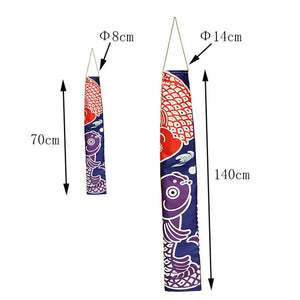 Koi Fish Inspired Koinobori | Red & Blue Japanese Carp Windsock Flag Kite - 1 Pc