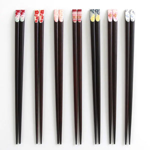 Colorful Tip Wooden Chopsticks | Japanese Dark Wood Luxury Chopstick - 1 Pair