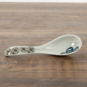 Flower White Asian Soup Spoon | Japanese Rice Noodle Ceramic Tableware - 1 Pc