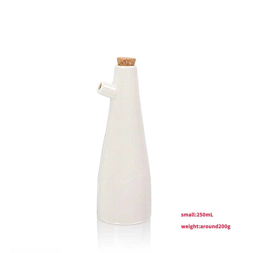 White Ceramic Soy Sauce Bottle | Japanese Porcelain Tall Dispenser - 1 Pc