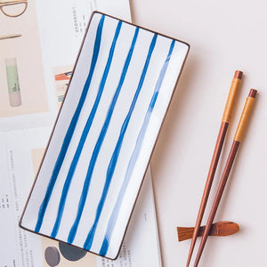 Modern Blue Sushi Plates | Rectangular Japanese Ceramic Sushi Serving Plates - 1 Pc