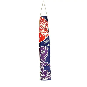 Koi Fish Inspired Koinobori | Red & Blue Japanese Carp Windsock Flag Kite - 1 Pc