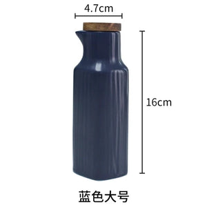 Blue Soy Sauce Bottle with Lid | Ceramic Vinegar Dispenser - 1 Pc