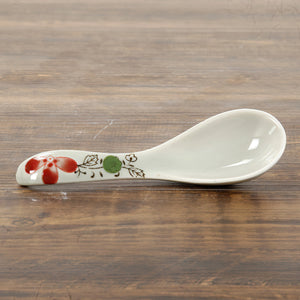 Flower White Asian Soup Spoon | Japanese Rice Noodle Ceramic Tableware - 1 Pc