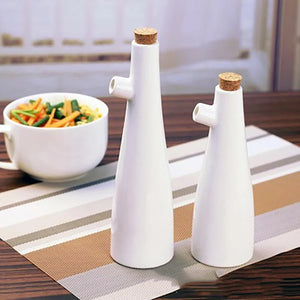 White Ceramic Soy Sauce Bottle | Japanese Porcelain Tall Dispenser - 1 Pc