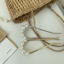 Load image into Gallery viewer, Silver Mixed Pearl Metal Hair Sticks for Bun | Hairstyle Pins - 1 Pc