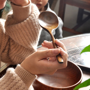 Natural Long Handle Wooden Spoon |  Japanese Rice Noodle Asian Soup Spoons - 1 Pc