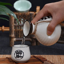 Load image into Gallery viewer, White Vintage Ceramic Sake Bottle Tokkuri Pot with 4 Sake Cup Set for Japanese Wine - 1 Set