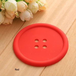 Colorful Button Cute Coasters | Fun Silicone Cup Mats for Drinks - 1 Pc